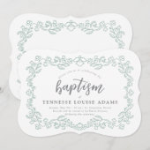 Delicate Floral Baby Baptism Invitation Kaart (Voorkant / Achterkant)