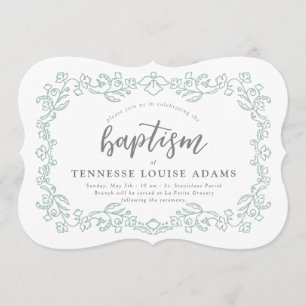 Delicate Floral Baby Baptism Invitation Kaart