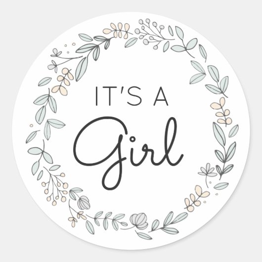 Delicate Floral Baby shower Ronde Sticker (Voorkant)