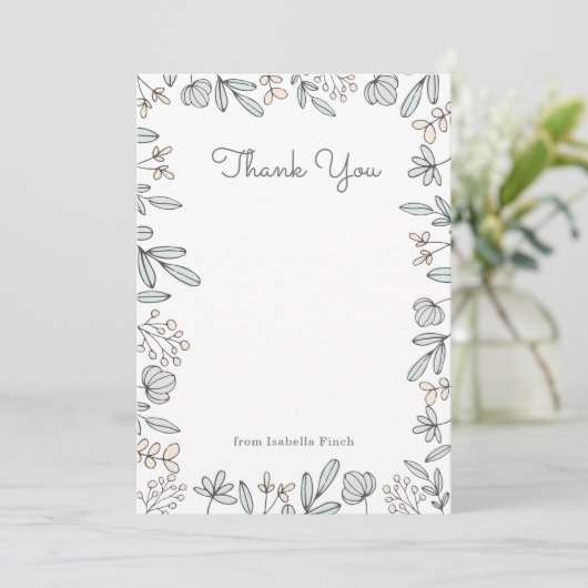 Delicate Floral Bedankkaart (Staand voorkant)