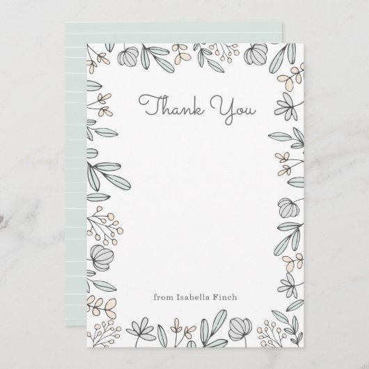 Delicate Floral Bedankkaart (Voorkant / Achterkant)