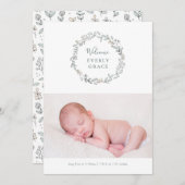 Delicate Floral Birth koninklijk Aankondiging (Voorkant / Achterkant)