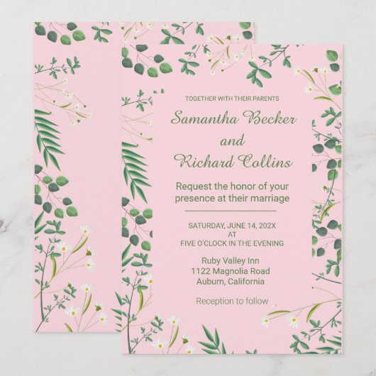 Delicate Floral Border Kaart (Voorkant / Achterkant)