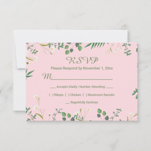 Delicate Floral Border RSVP Kaartje (Voorkant)
