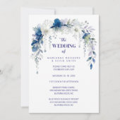Delicate Floral Botanical Arch Blue Shades Wedding Kaart (Voorkant)
