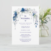 Delicate Floral Botanical Arch Blue Shades Wedding Kaart (Staand voorkant)