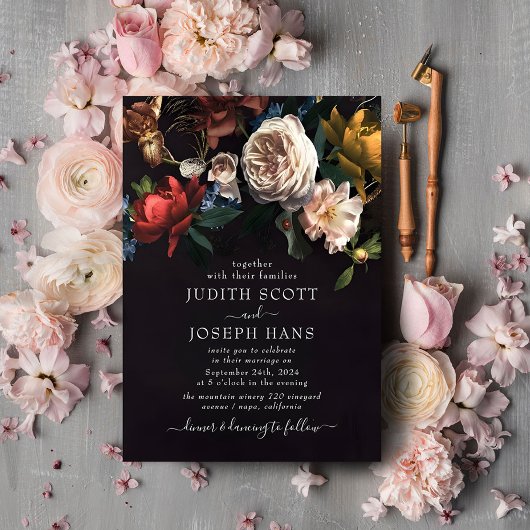 Delicate Floral Bouquet Wedding Sjabloon Kaart
