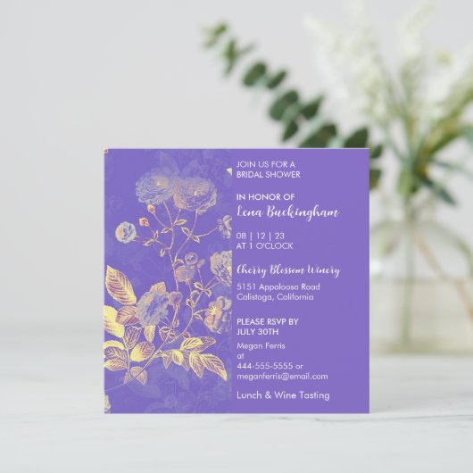 Delicate Floral Bridal Shower Invitation Kaart (Staand voorkant)