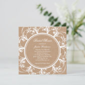 Delicate Floral Bridal Shower Invitation on Burlap Kaart (Staand voorkant)