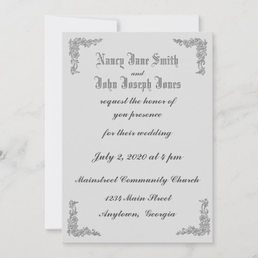 Delicate Floral Corners Wedding Invitations Kaart (Voorkant)