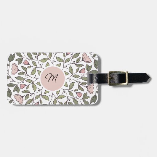 Delicate Floral Custom Monogram  Bagagelabel (Voorkant horizontaal)