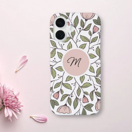 Delicate Floral Custom Monogram iPhone 16 Hoesje
