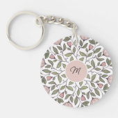 Delicate Floral Custom Monogram Sleutelhanger (Voorkant)