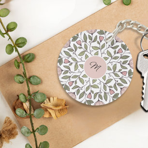Delicate Floral Custom Monogram Sleutelhanger