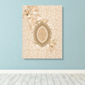 Delicate Floral Design op Beige Textured Canvas (Insitu (Houten vloer))