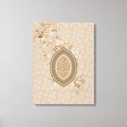 Delicate Floral Design op Beige Textured Canvas (Voorkant)