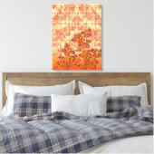 Delicate Floral Design op Beige Textured Canvas Afdruk (Insitu (Slaapkamer))