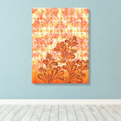 Delicate Floral Design op Beige Textured Canvas Afdruk (Insitu (Houten vloer))