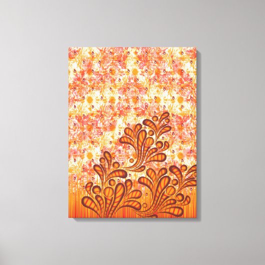 Delicate Floral Design op Beige Textured Canvas Afdruk (Voorkant)