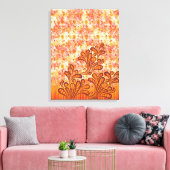 Delicate Floral Design op Beige Textured Canvas Afdruk (Insitu (Woonkamer))