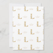 Delicate Floral E Initial Gold Glitter Newborn Aankondiging (Achterkant)