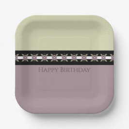 Delicate Floral gecentreerd op pruimen en groen Papieren Bordje