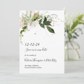 Delicate floral Greenery Save the Date Invitation (Staand voorkant)