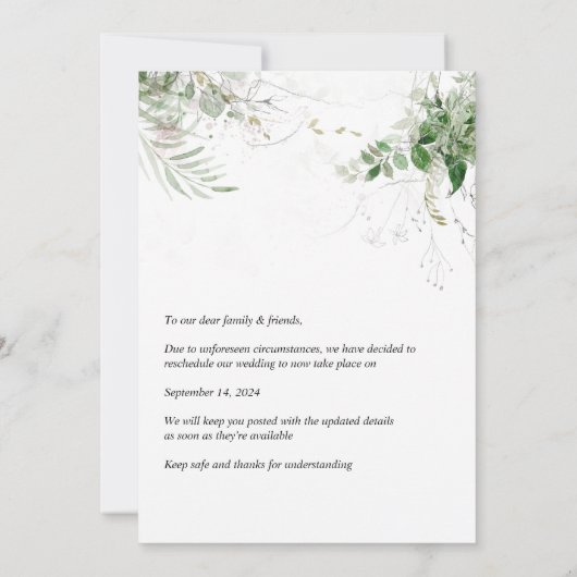Delicate floral Greenery Save the Date Invitation (Achterkant)