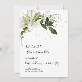 Delicate floral Greenery Save the Date Invitation