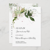 Delicate floral Greenery Save the Date Kaart (Voorkant / Achterkant)