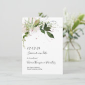 Delicate floral Greenery Save the Date Kaart (Staand voorkant)