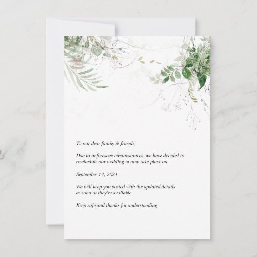 Delicate floral Greenery Save the Date Kaart (Achterkant)
