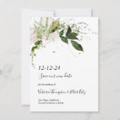 Delicate floral Greenery Save the Date Kaart (Voorkant)