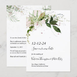 Delicate floral Greenery Save the Date Kaart