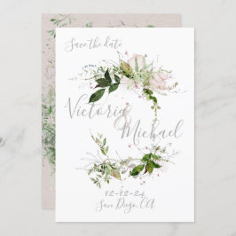 Delicate floral Greenery Save the Date Kaart
