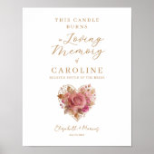 Delicate Floral Heart Wedding Memorial Table Poster (Voorkant)