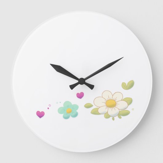 Delicate Floral Illustration Wall Clock – Nature Grote Klok (Voorkant)
