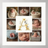 Delicate Floral Initial A 8-Photos Collage Newborn Poster (Voorkant)