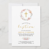 Delicate Floral & Katoen doop Kaart (Voorkant)