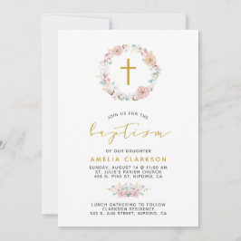 Delicate Floral & Katoen doop Kaart