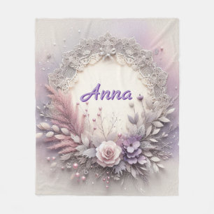 Delicate Floral Lijst met kanten details Fleece Deken