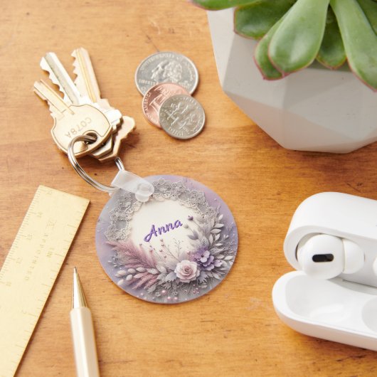 Delicate Floral Lijst met kanten details Sleutelhanger (Bureau)