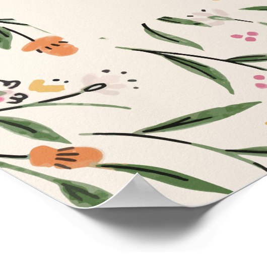 Delicate Floral Lijst Zitkaart op achternaam Poster (Hoek)