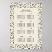 Delicate Floral Lijst Zitkaart op achternaam Poster (Voorkant)