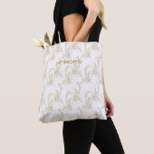 Delicate Floral Line Art Gepersonaliseerde Canvas  Tote Bag (Dichtbij)