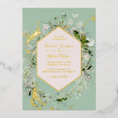 Delicate Floral Meadow Wedding Folie Uitnodiging (Voorkant)