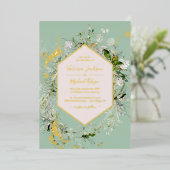 Delicate Floral Meadow Wedding Folie Uitnodiging (Staand Voorkant)