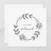 Delicate Floral Modern Bridesmaid Wedding Kaart (Voorkant / Achterkant)