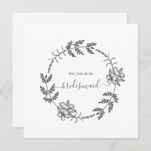 Delicate Floral Modern Bridesmaid Wedding Kaart (Voorkant / Achterkant)