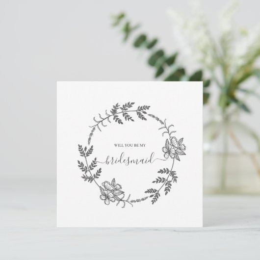 Delicate Floral Modern Bridesmaid Wedding Kaart (Staand voorkant)